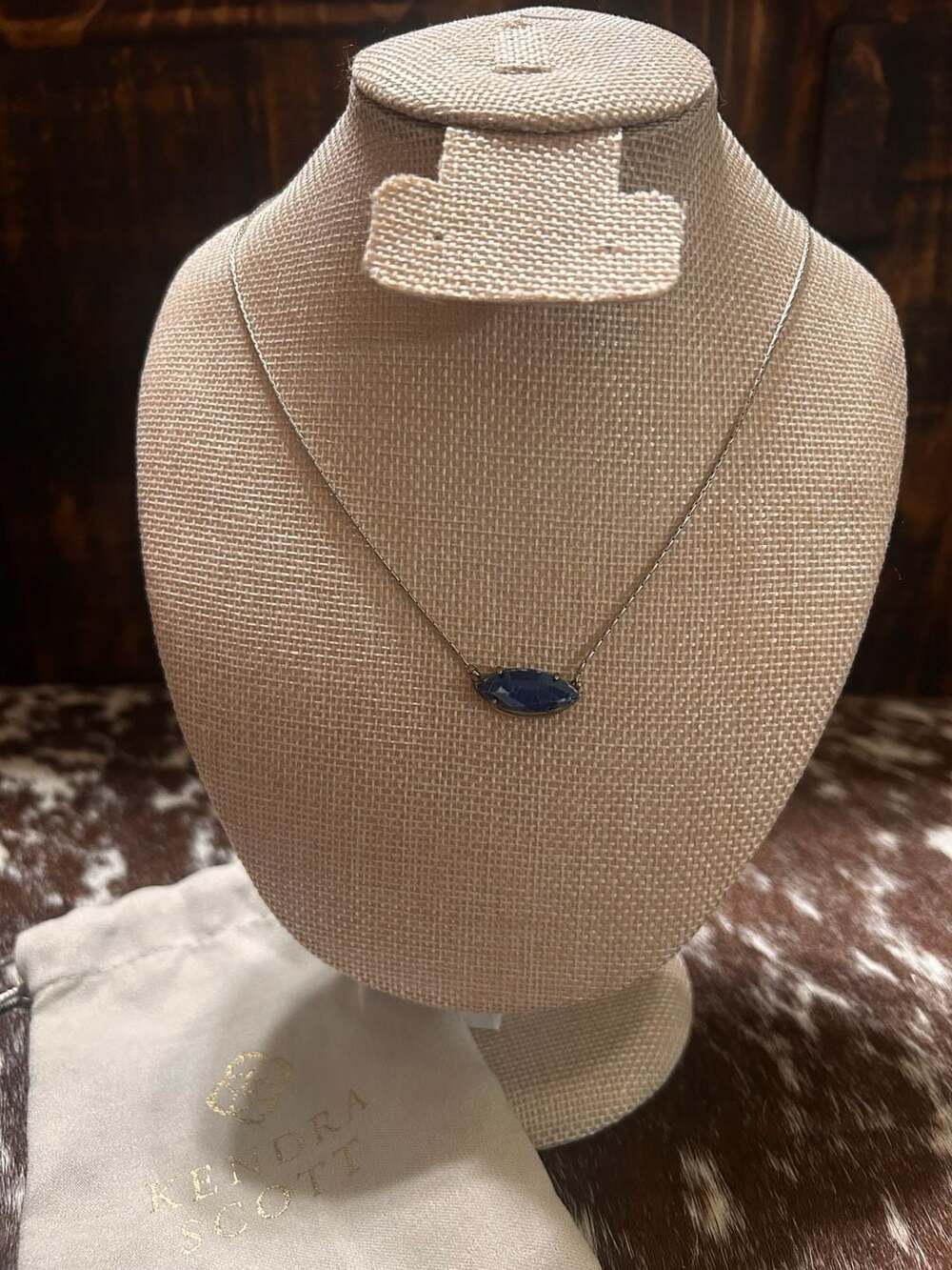 Kendra Scott Blue Stone Lariat Adjustable Necklace with Dust Bag